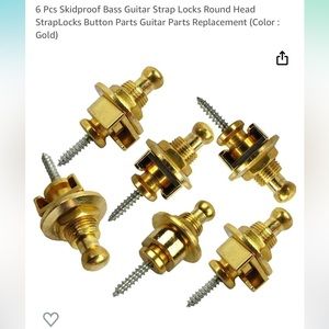 NEW 6 PCS Guitar Strap Locks Buttons Non-slip Security Straplocks guitar (Gold)
